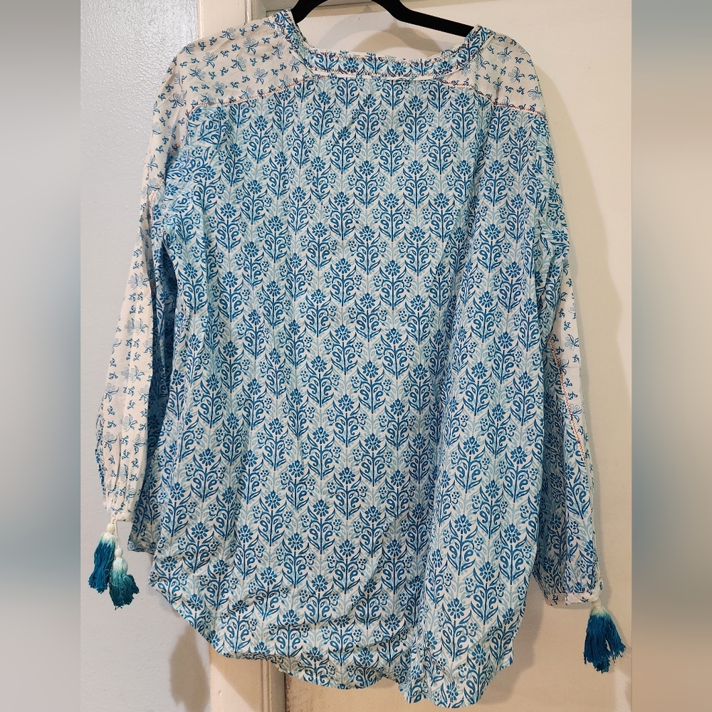 Women's Sundance Tassel Long Sleeve Henley Shirt, Size L - Picture 8 of 11